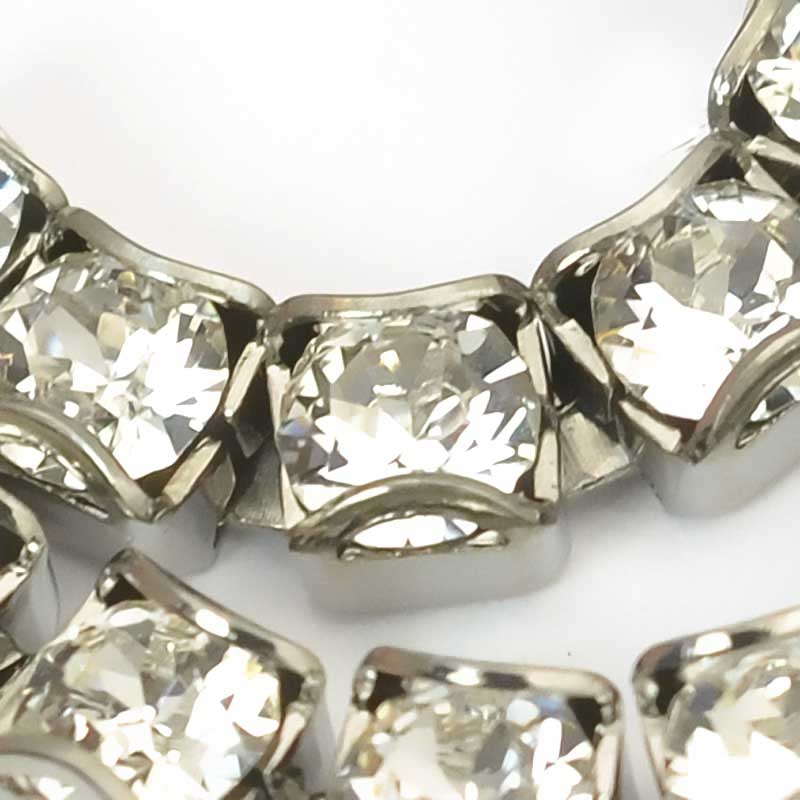 Rhinestone Chain - pp24 (3mm) Round Prong Cup Chain - Crystal - Antique Silver (