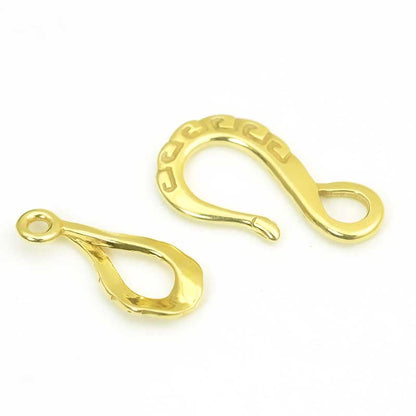 Hook and Eye Clasp -  Designed Hook - Gold Plated
