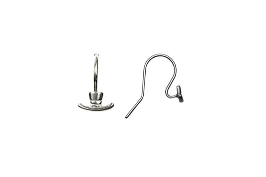 Earring -  Top Hat Earwire - Sterling Silver (Pair)