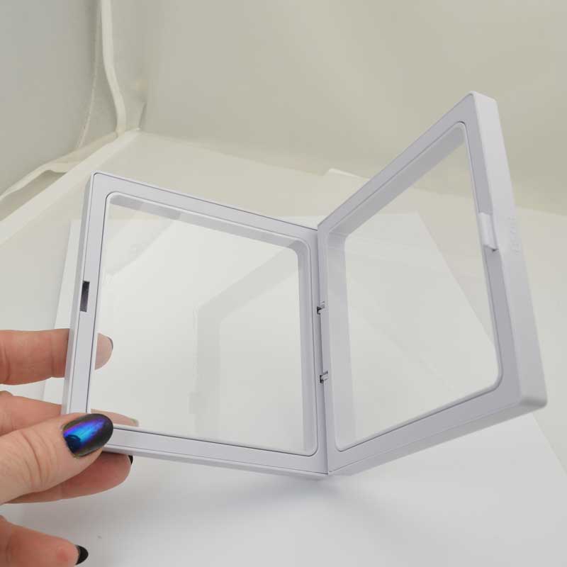 Display Stands - 4in Square Floating Display Box Frame - White