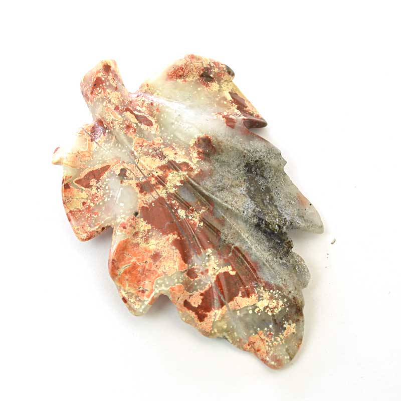 OOAK Stone Pendant -  Carved Dimensional Leaf - Jasper