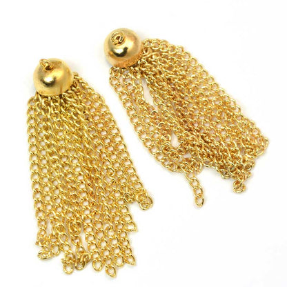 Components - 40mm Bell Cup Chain Tassel - Gold Plated (Pair)