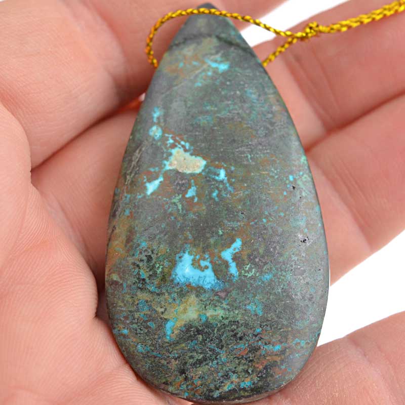 OOAK Stone Pendant - 56mm Tear Drop - Chrysocolla