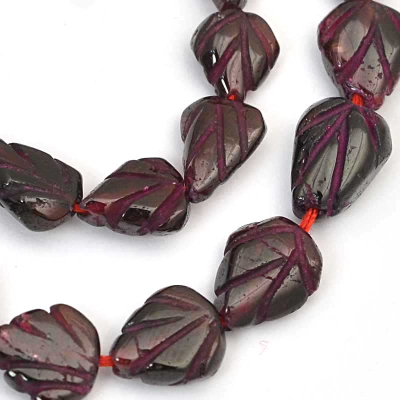 Stone Carved Leaf Garnet 13in