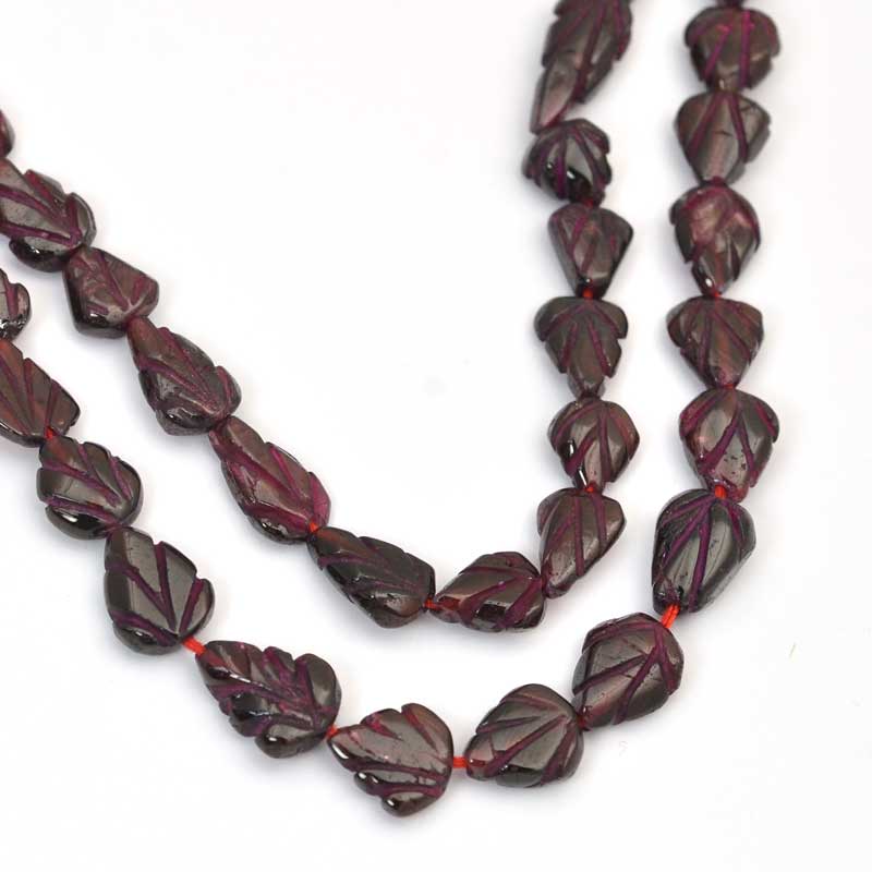 Stone Carved Leaf Garnet 13in