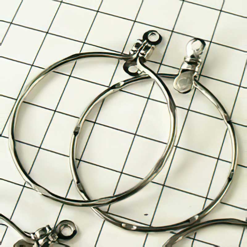 Earring - 1in Round Earring Hoops - Double Loop - Silvertone (4 pairs)