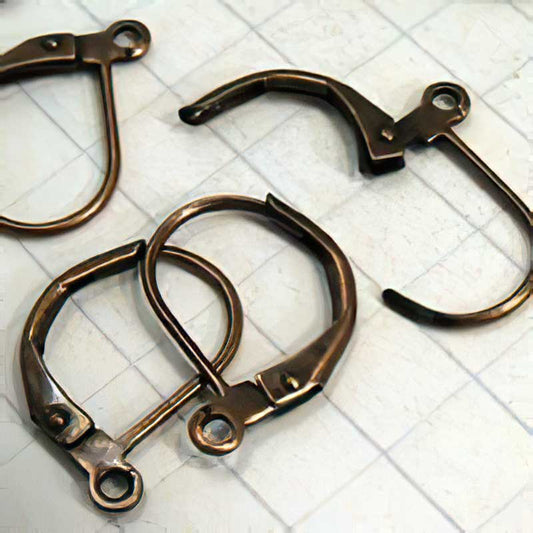 Earring -  Euro-style Leverback - Antique Copper (4 pairs)