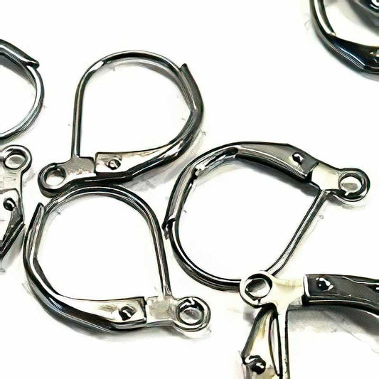 Earring -  Euro-style Leverback - Gunmetal (4 pairs)