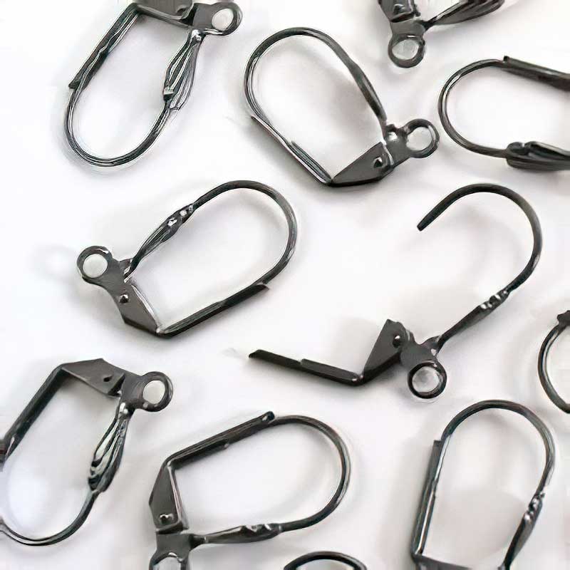 Earring -  Deco Fan Leverback - Gunmetal (4 pairs)