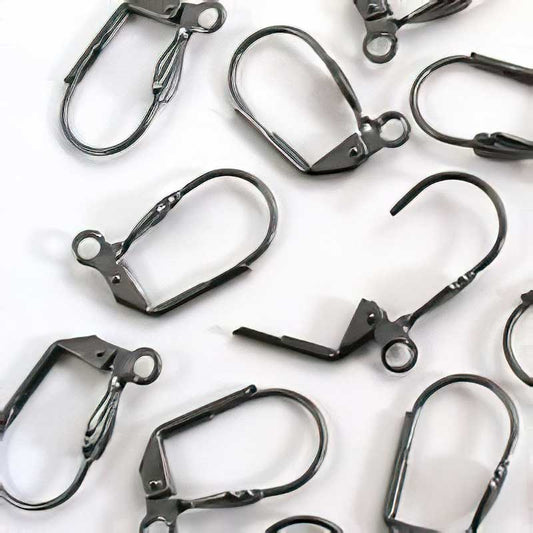 Earring -  Deco Fan Leverback - Gunmetal (4 pairs)