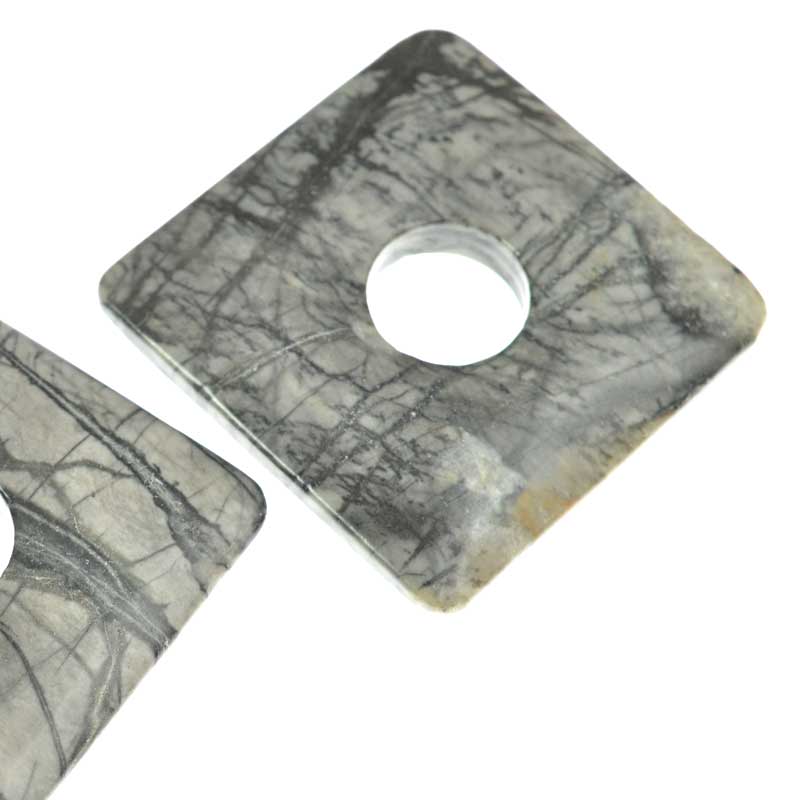 Stone - 40mm Square Donut Pendant - Picasso Jasper