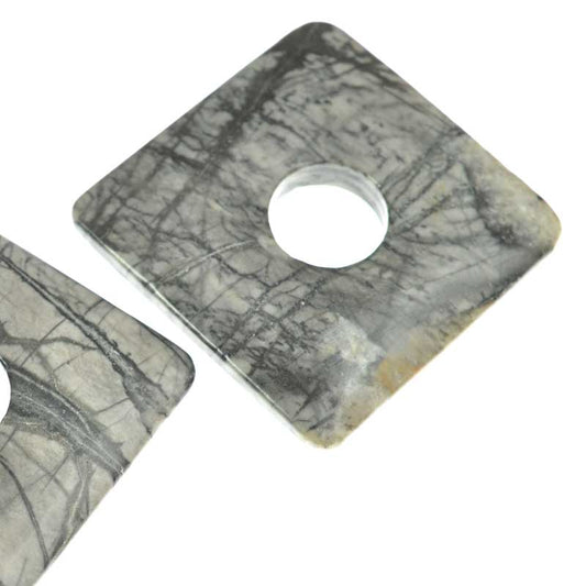 Stone - 40mm Square Donut Pendant - Picasso Jasper
