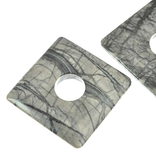 Stone - 40mm Square Donut Pendant - Picasso Jasper