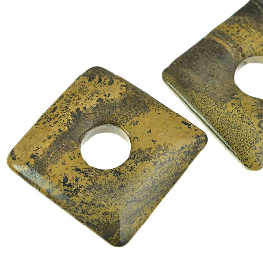 Stone - 40mm Square Donut Pendant - Artistic Jasper