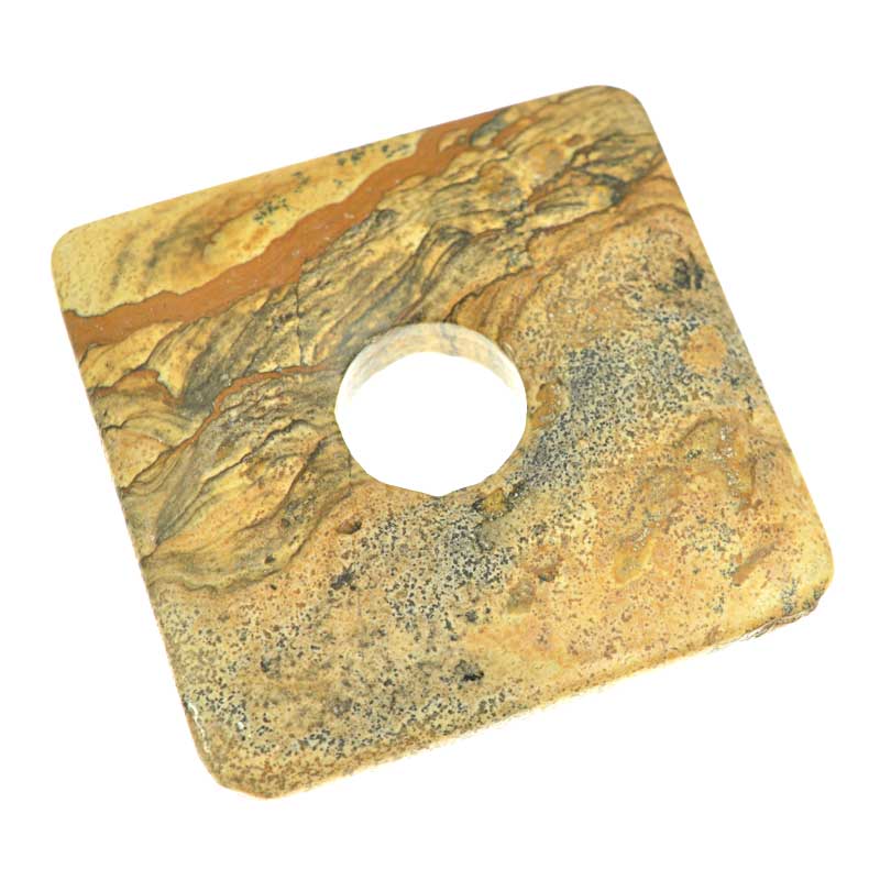 Stone - 50mm Square Donut Pendant - Picture Jasper
