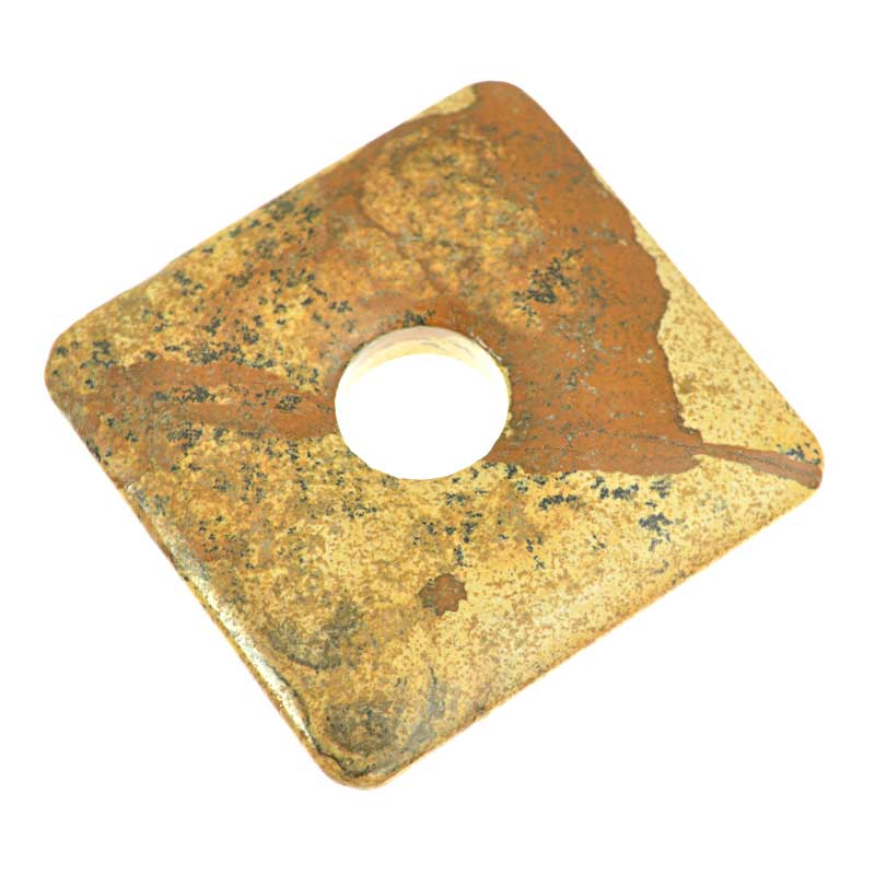 Stone - 50mm Square Donut Pendant - Picture Jasper