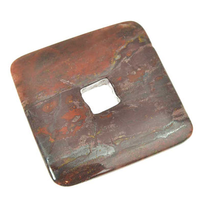 Stone - 50mm Square Donut Pendant - Tiger Iron