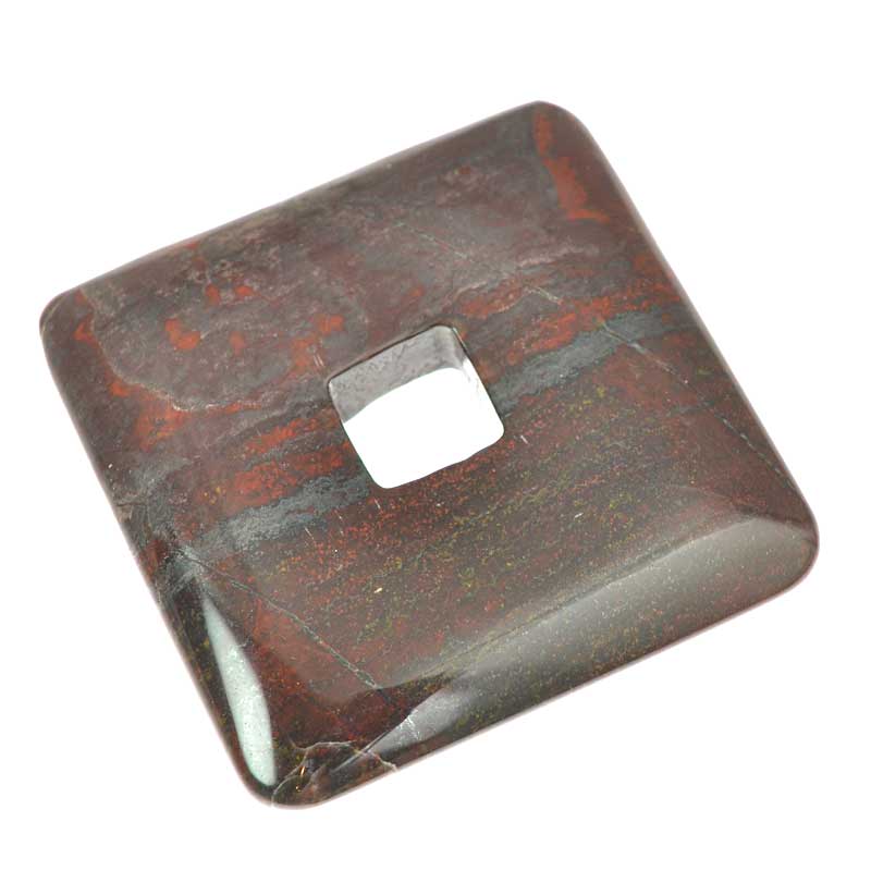 Stone - 50mm Square Donut Pendant - Tiger Iron