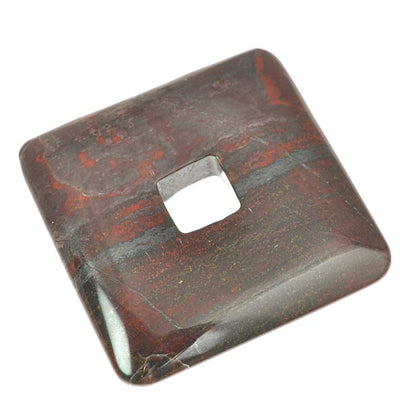 Stone - 50mm Square Donut Pendant - Tiger Iron