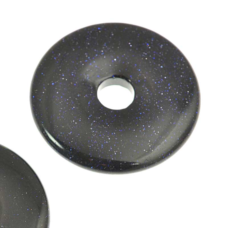 Stone - 40mm Donut Pendant - Blue Goldstone