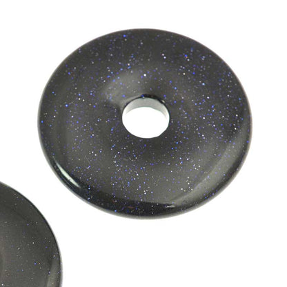 Stone - 40mm Donut Pendant - Blue Goldstone