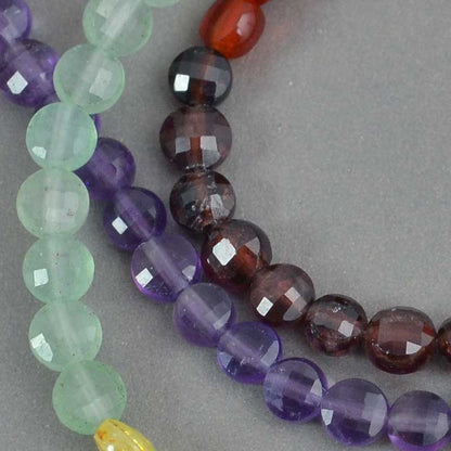4mm Diamond Cut Coin ChakraBeads 16in