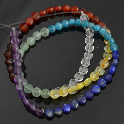 4mm Diamond Cut Coin ChakraBeads 16in