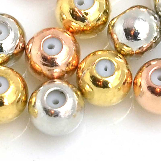 Silicone Filled Slider Smart Bead - 4mm Round - Silver / Copper / Gold (50)