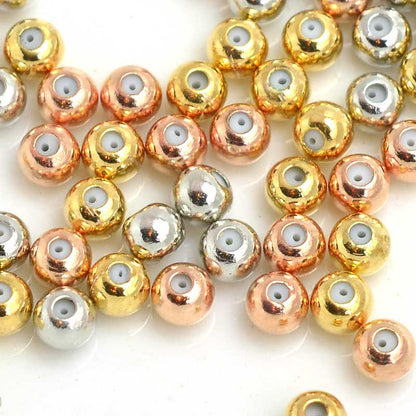 Silicone Filled Slider Smart Bead - 4mm Round - Silver / Copper / Gold (50)
