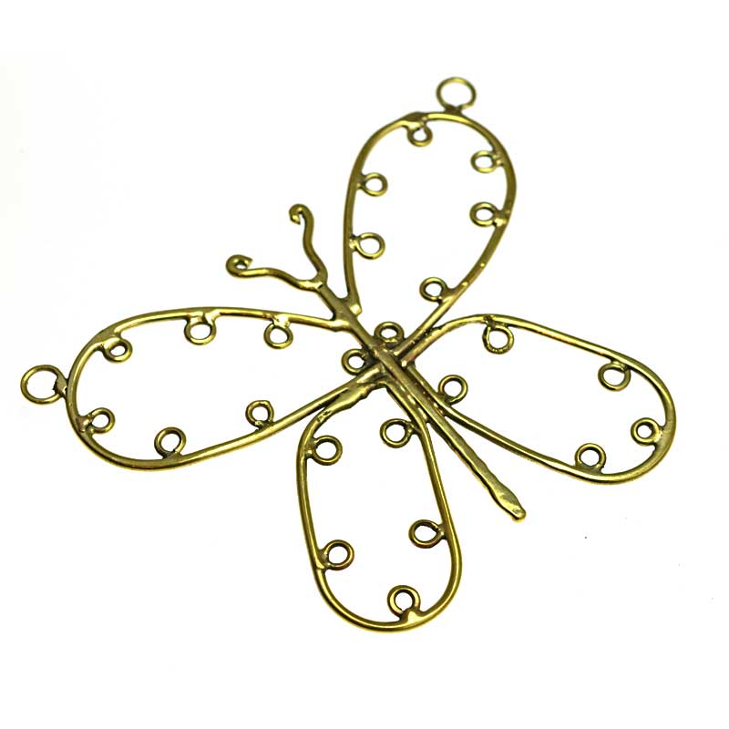 Ooak - Handmade Pendant Frame -  Butterfly - Bright Brass