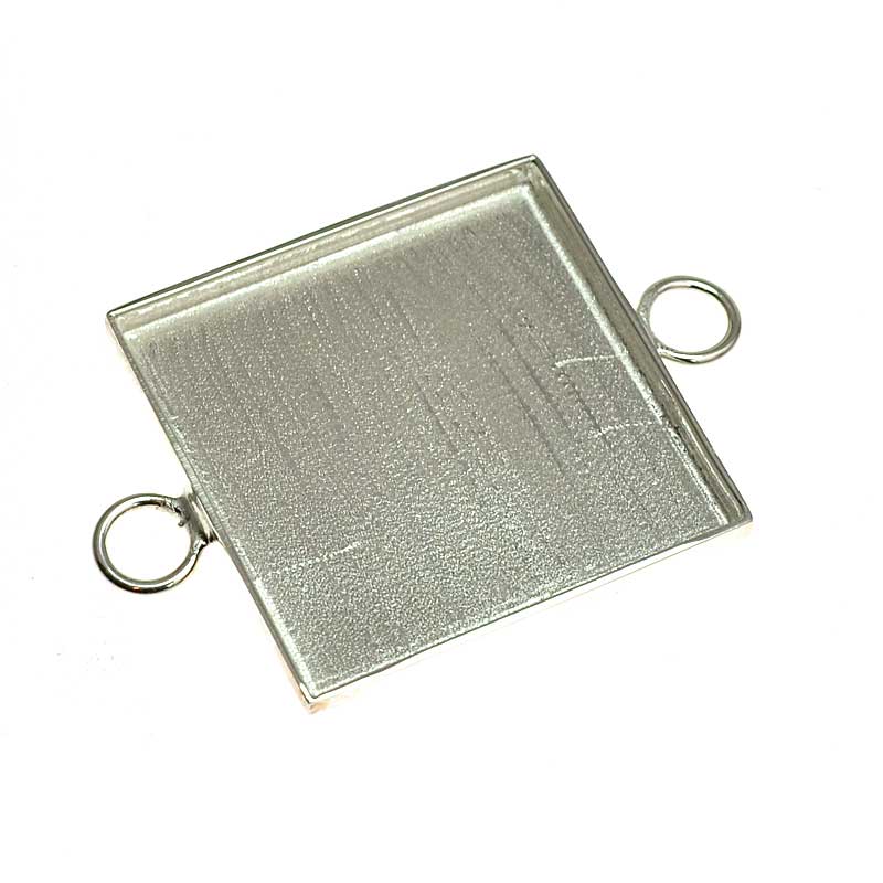 Resin Bezel Tray -  Square Link - Bright Silver