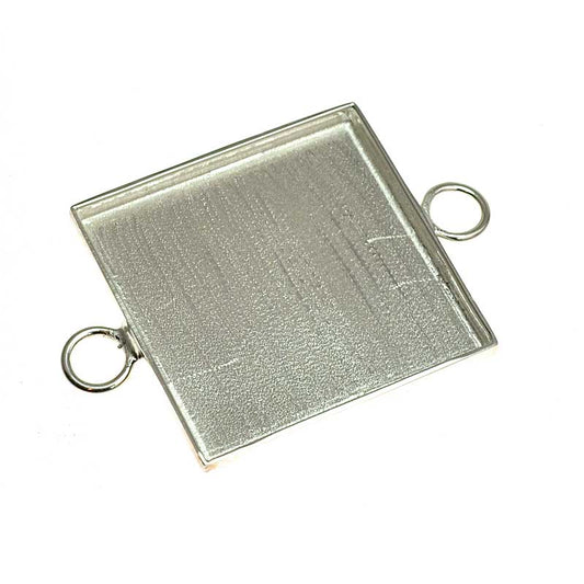 Resin Bezel Tray -  Square Link - Bright Silver