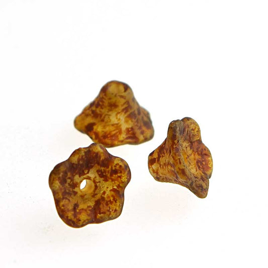 Glass Bead Flared Cup Pressed Bell - 7x5mm - Matte Crystal Picasso (Pack)