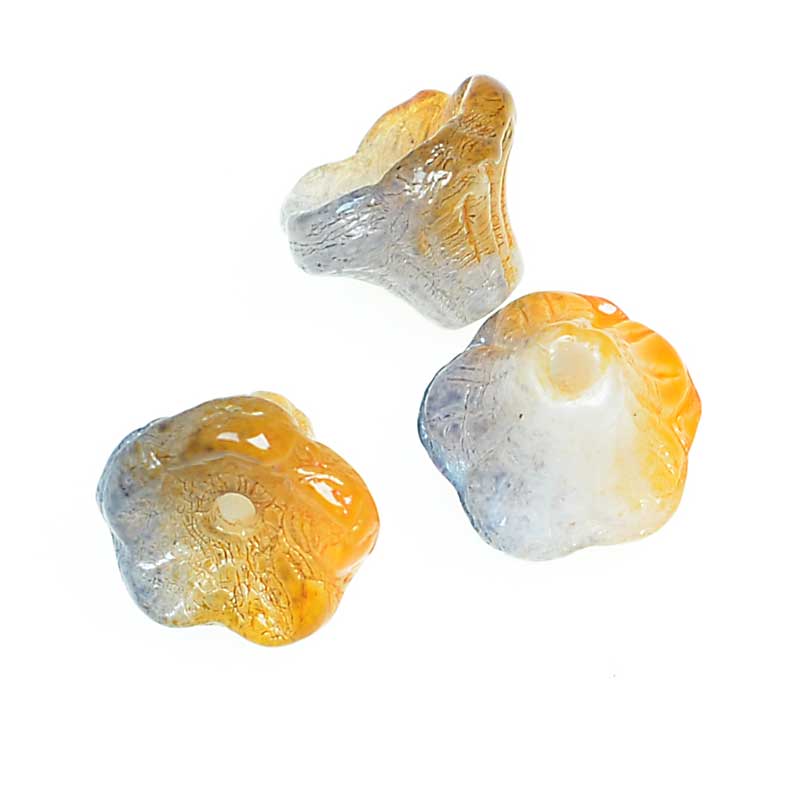 Glass Bead Flared Cup Pressed Bell - 7x5mm - Citrus Grape (Pack)
