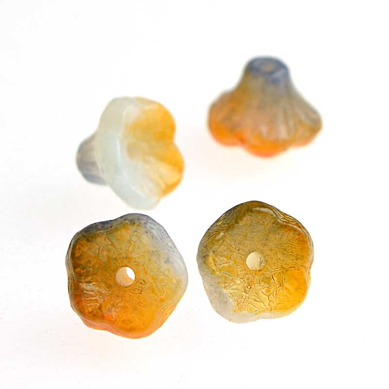 Glass Bead Flared Cup Pressed Bell - 7x5mm - Citrus Grape (Pack)