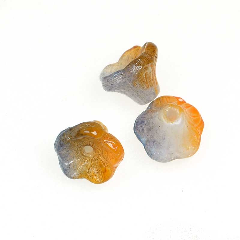 Glass Bead Flared Cup Pressed Bell - 7x5mm - Citrus Grape (Pack)