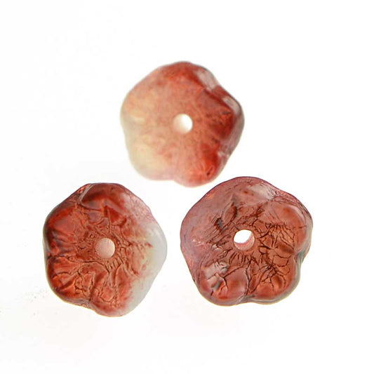 Glass Bead Flared Cup Pressed Bell - 7x5mm - Raspberry Snow (Pack)