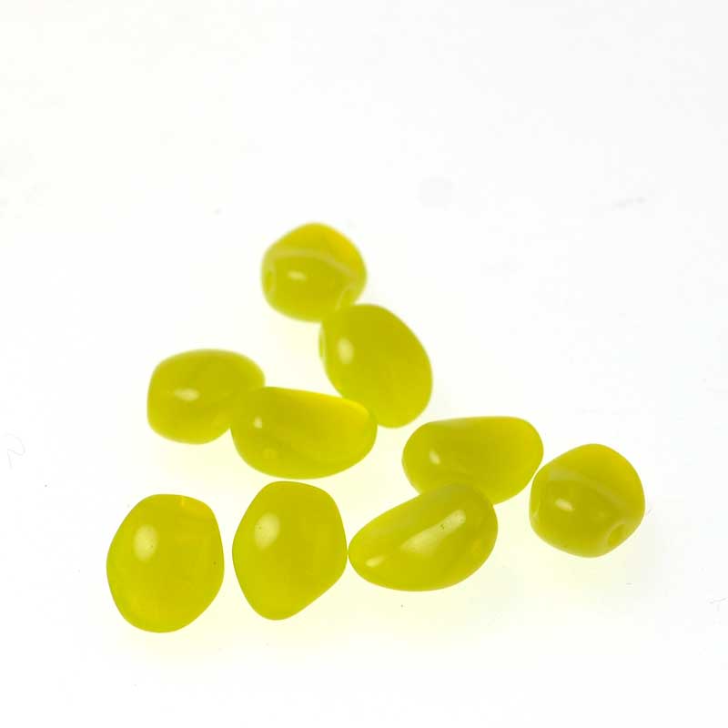 Glass Bead Curved Lily Petal - Chartreuse (Pack)