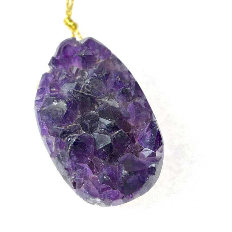 OOAK Stone Pendant -  Freeform - Crystals - Amethyst