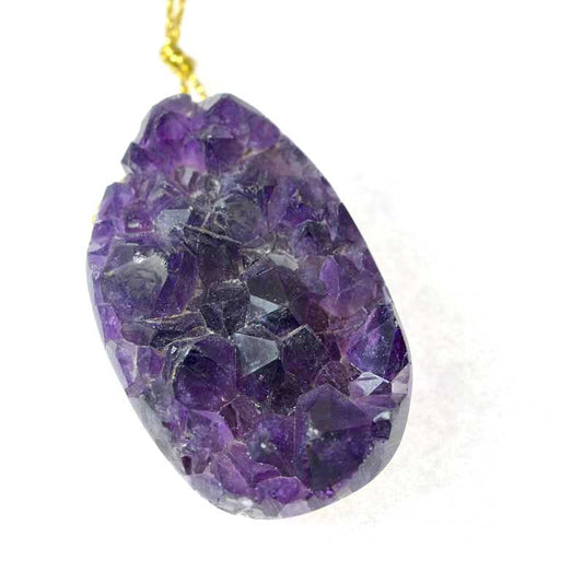 OOAK Stone Pendant -  Freeform - Crystals - Amethyst
