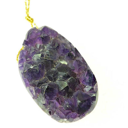 OOAK Stone Pendant -  Freeform - Crystals - Amethyst