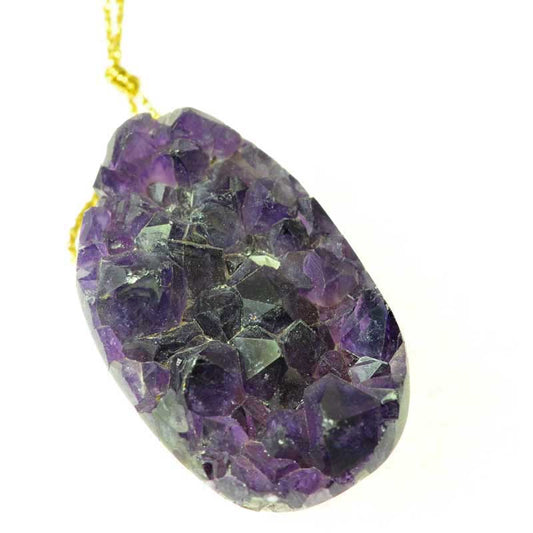 OOAK Stone Pendant -  Freeform - Crystals - Amethyst