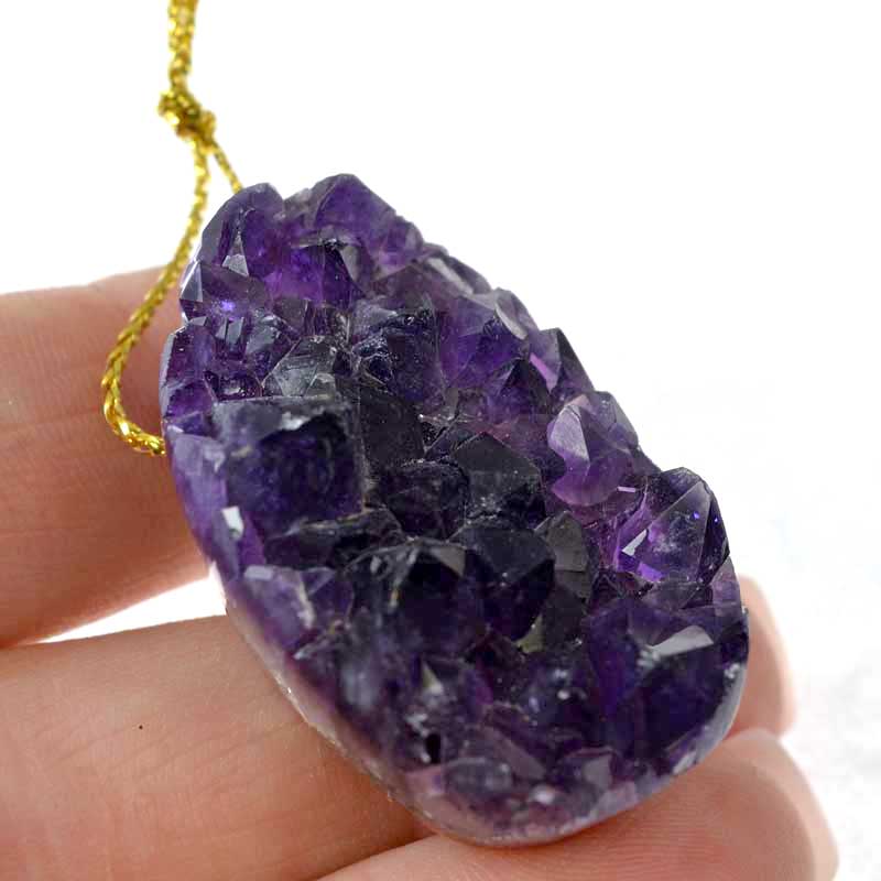 OOAK Stone Pendant -  Freeform - Crystals - Amethyst