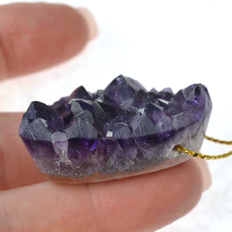OOAK Stone Pendant -  Freeform - Crystals - Amethyst