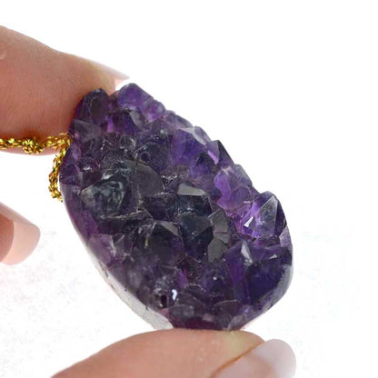 OOAK Stone Pendant -  Freeform - Crystals - Amethyst