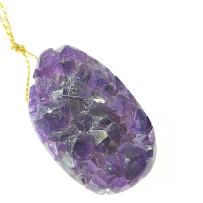 OOAK Stone Pendant -  Freeform - Crystals - Amethyst