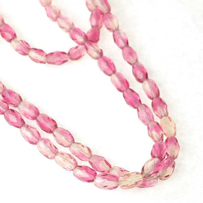 Fire Polish - 4x6mm - Faceted Oval - Rosewater (25)