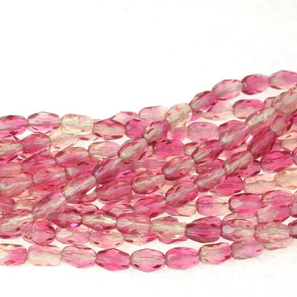 Fire Polish - 4x6mm - Faceted Oval - Rosewater (25)