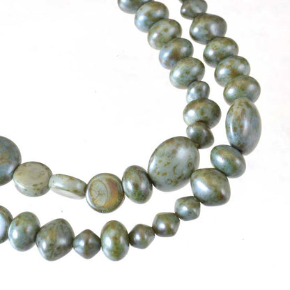 Glass Beads -  Random Shapes - Green Lumi (strand)