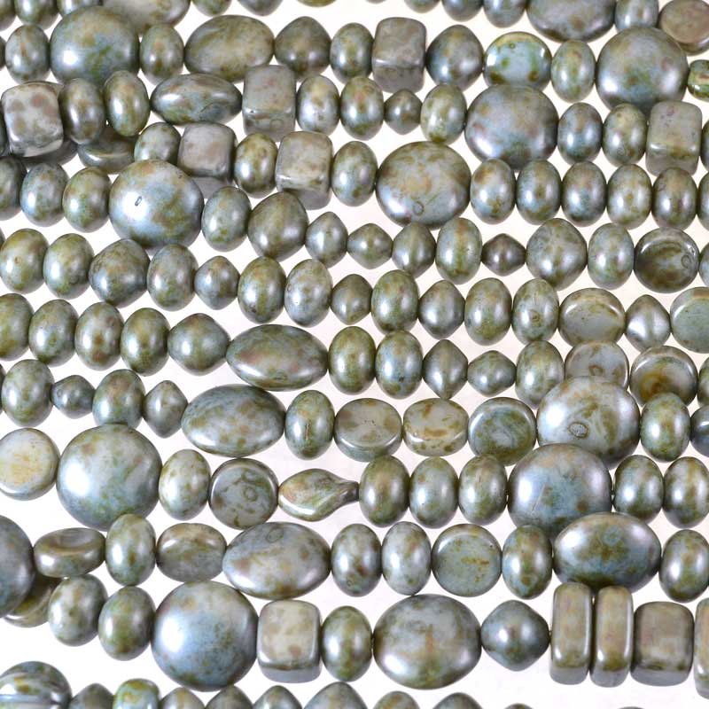Glass Beads -  Random Shapes - Green Lumi (strand)
